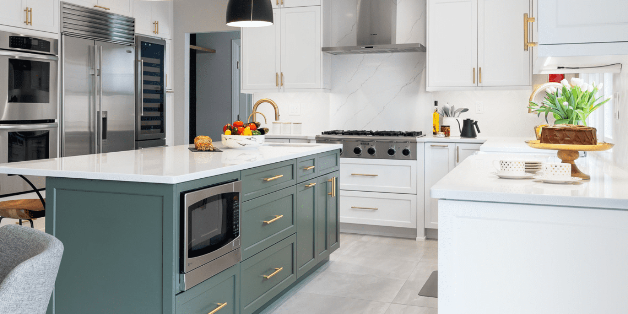 Green Island Cabinets in Kitchen Remodel in New Jersey
